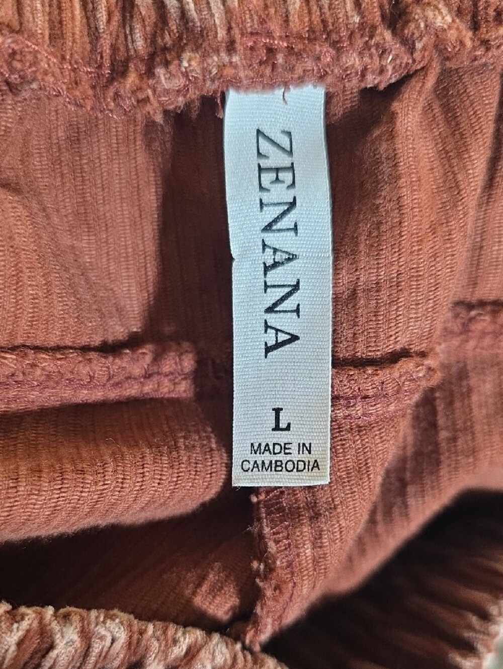Zenana Outfitters Mineral Wash Dusty Rose Corduroy Pants | Size Large - Picture 5 of 5